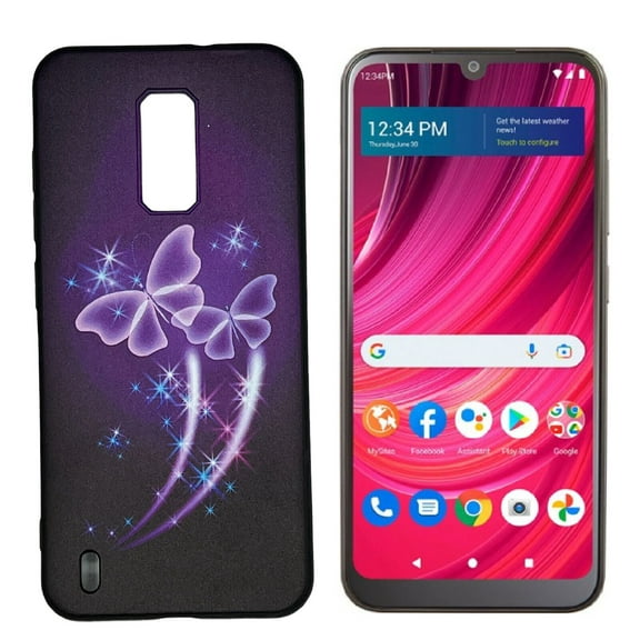 For Blu View 4 B135DL TPU Flexible Skin Cover Cell Phone Case - Purple Butterfly