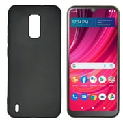 For Blu View 4 B135DL TPU Flexible Skin Cover Cell Phone Case + Tempered Glass - Black