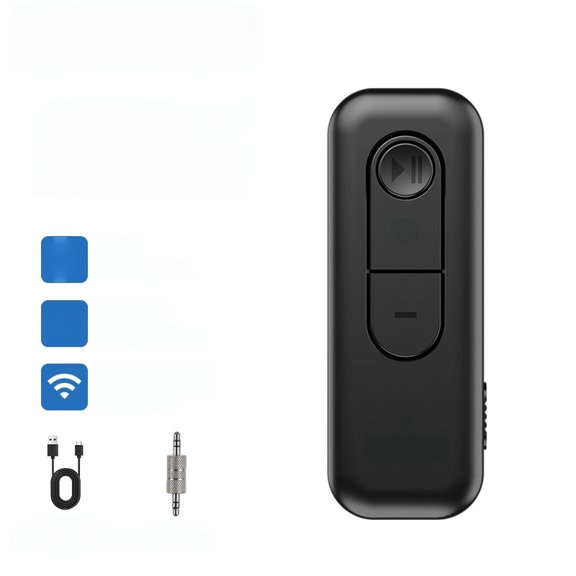 For Bluetooth 5.3 Transmitter Receiver, 2-in-1 Audio Adapter, AAC/SBC, 10H Playtime, 3.5mm Jack, Type-C Charge, Black