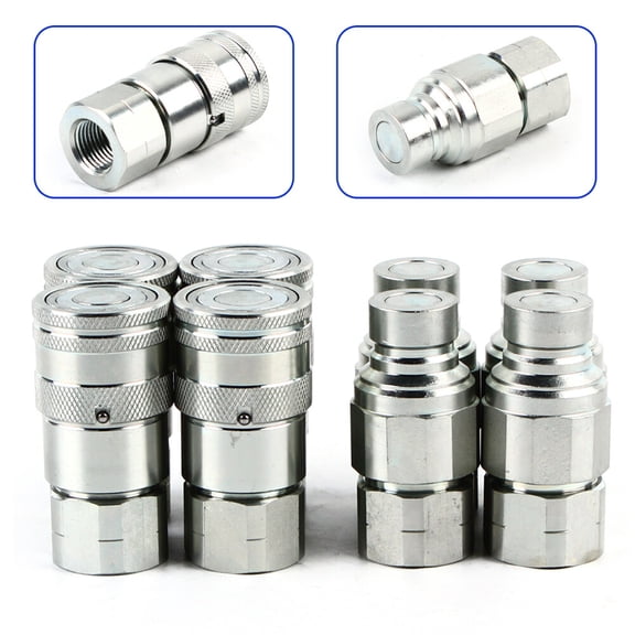 For Bobcat 1/2" NPT Hydraulic Skid Steer Flat Face Quick Connect Couplers 4 Sets