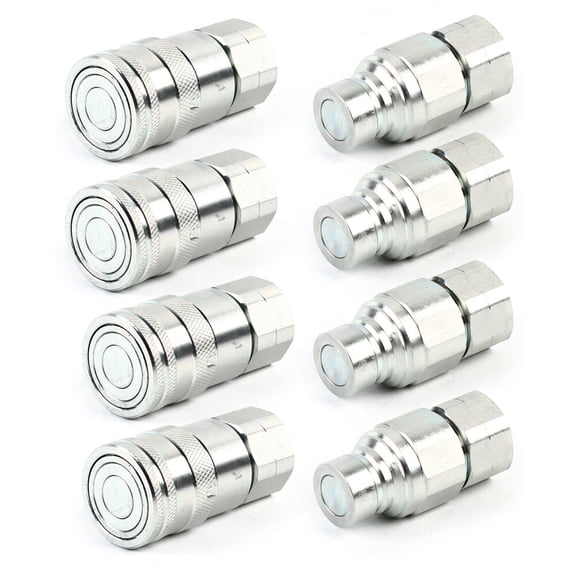 For Bobcat 4 Sets 1/2" NPT Hydraulic Skid Steer Flat Face Quick Connect Couplers