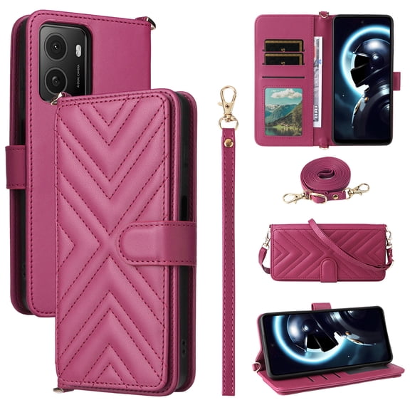 For Boost Celero 5G Plus 2024 Wallet Phone Case with Magnetic Zipper Closed Credit Card Slot Shockproof Phone Case