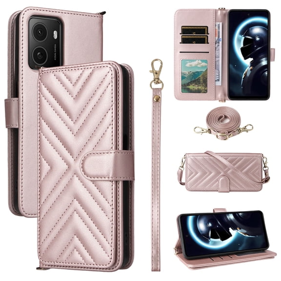 For Boost Celero 5G Plus 2024 Wallet Phone Case with Magnetic Zipper Closed Credit Card Slot Shockproof Phone Case