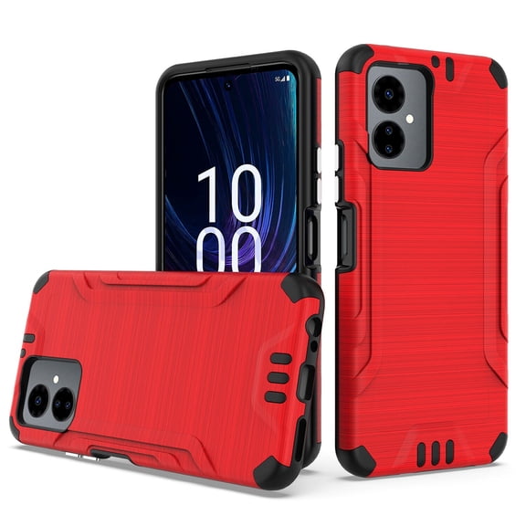 For Boost Celero5G SC 2024 Slim Lining Brushed Hybrid Phone Cover Case - Lining Red