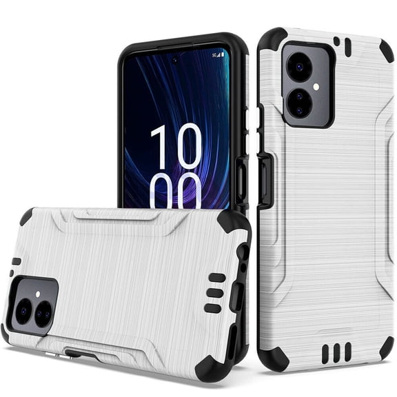 For Boost Celero5G SC 2024 Slim Lining Brushed Hybrid Phone Cover Case - Lining Silver