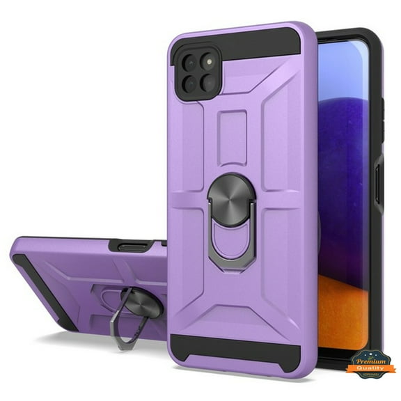 For Boost Mobile Celero 5G Hybrid Ring Stand [360 Rotatable Ring Holder Magnetic Kickstand] Armor Shockproof Rubber TPU Phone Case Cover by Xpression [Purple]