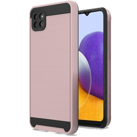 For Boost Mobile Celero 5G Hybrid Rugged Brushed Metallic Design [Soft TPU + Hard PC] Dual Layer Shockproof Armor Impact Slim Cover ,Xpm Phone Case [Rose Gold]