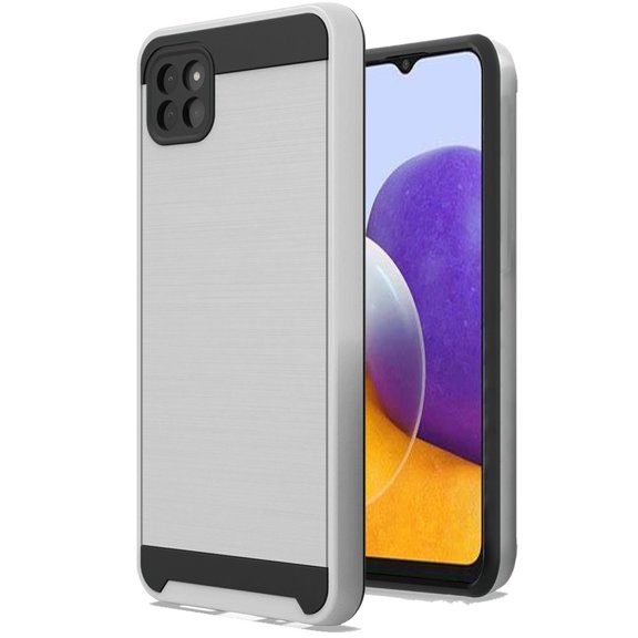 For Boost Mobile Celero 5G Hybrid Rugged Brushed Metallic Design [Soft TPU + Hard PC] Dual Layer Shockproof Armor Impact Slim Cover ,Xpm Phone Case [Silver]