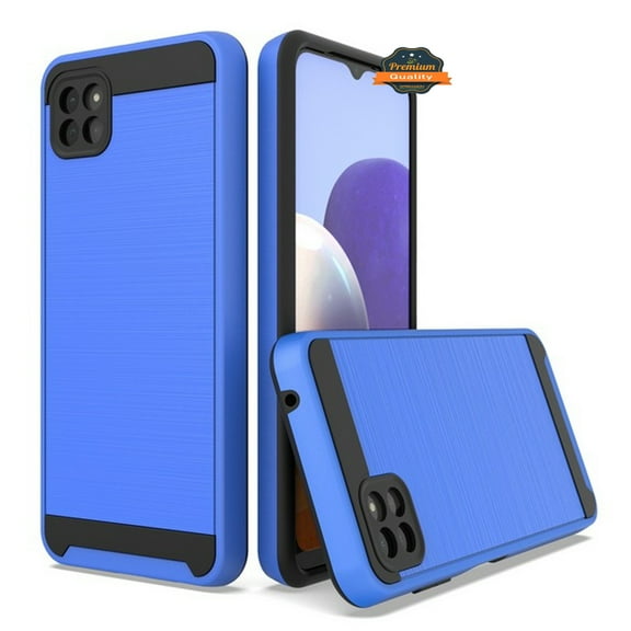 For Boost Mobile Celero 5G Slim Rugged TPU + Hard PC Brushed Metal Texture Hybrid Dual Layer Defender Armor Shock Absorbing Phone Case Cover by Xpression [Blue]
