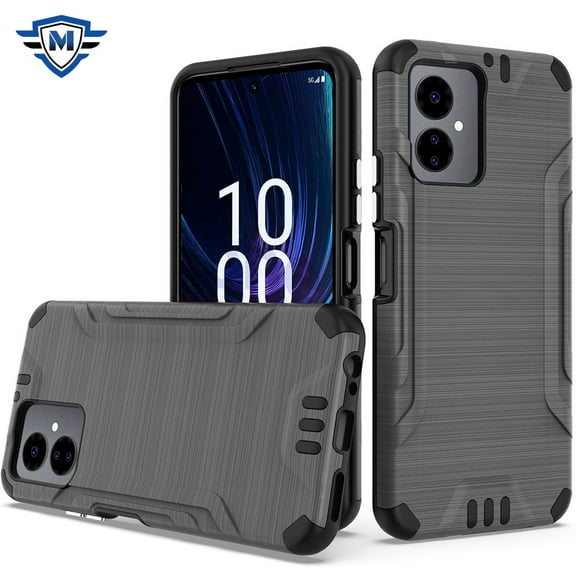 For Boost Mobile Celero SC 5G (2024) Ultimate Hybrid Slim Dual Layer Armor Metallic Brush Texture Hard PC TPU Rubber Shockproof Cover ,Xpm Phone Case [ Gray ]