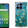 thumbnail image 1 of For Boost Mobile Summit 5G Shockproof Phone Case Cover with Tempered Glass Screen Protector, by OneToughShield - Almond Blossom, 1 of 2