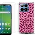 thumbnail image 1 of For Boost Mobile Summit 5G Shockproof Phone Case Cover with Tempered Glass Screen Protector, by OneToughShield - Cheetah Pink, 1 of 2