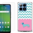 thumbnail image 1 of For Boost Mobile Summit 5G Shockproof Phone Case Cover with Tempered Glass Screen Protector, by OneToughShield - Chevron/Dachshund/Puppy, 1 of 2