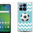 thumbnail image 1 of For Boost Mobile Summit 5G Shockproof Phone Case Cover with Tempered Glass Screen Protector, by OneToughShield - Chevron/Soccer, 1 of 2