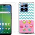 thumbnail image 1 of For Boost Mobile Summit 5G Shockproof Phone Case Cover with Tempered Glass Screen Protector, by OneToughShield - Chevron/Teal/Owl, 1 of 2
