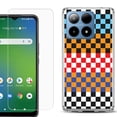 thumbnail image 1 of For Boost Mobile Summit 5G Shockproof Phone Case Cover with Tempered Glass Screen Protector, by OneToughShield - Colorful Checker, 1 of 2
