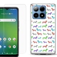 thumbnail image 1 of For Boost Mobile Summit 5G Shockproof Phone Case Cover with Tempered Glass Screen Protector, by OneToughShield - Colorful Dachshund/Puppy, 1 of 2
