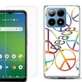 thumbnail image 1 of For Boost Mobile Summit 5G Shockproof Phone Case Cover with Tempered Glass Screen Protector, by OneToughShield - Colorful Peace, 1 of 2
