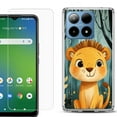 thumbnail image 1 of For Boost Mobile Summit 5G Shockproof Phone Case Cover with Tempered Glass Screen Protector, by OneToughShield - Curious Lion Cub, 1 of 2