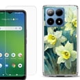 thumbnail image 1 of For Boost Mobile Summit 5G Shockproof Phone Case Cover with Tempered Glass Screen Protector, by OneToughShield - Daffodils, 1 of 2