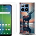 thumbnail image 1 of For Boost Mobile Summit 5G Shockproof Phone Case Cover with Tempered Glass Screen Protector, by OneToughShield - Deer Autumn, 1 of 2