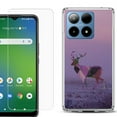 thumbnail image 1 of For Boost Mobile Summit 5G Shockproof Phone Case Cover with Tempered Glass Screen Protector, by OneToughShield - Deer/Polygon, 1 of 2