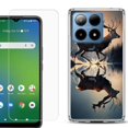 thumbnail image 1 of For Boost Mobile Summit 5G Shockproof Phone Case Cover with Tempered Glass Screen Protector, by OneToughShield - Deer Running, 1 of 2