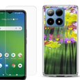 thumbnail image 1 of For Boost Mobile Summit 5G Shockproof Phone Case Cover with Tempered Glass Screen Protector, by OneToughShield - Dream Flower, 1 of 2