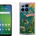 thumbnail image 1 of For Boost Mobile Summit 5G Shockproof Phone Case Cover with Tempered Glass Screen Protector, by OneToughShield - Flower Wind, 1 of 2
