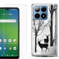 thumbnail image 1 of For Boost Mobile Summit 5G Shockproof Phone Case Cover with Tempered Glass Screen Protector, by OneToughShield - Forest Deer, 1 of 2