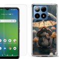 thumbnail image 1 of For Boost Mobile Summit 5G Shockproof Phone Case Cover with Tempered Glass Screen Protector, by OneToughShield - Frog n Mushroom, 1 of 2