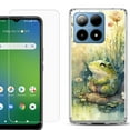thumbnail image 1 of For Boost Mobile Summit 5G Shockproof Phone Case Cover with Tempered Glass Screen Protector, by OneToughShield - Frog, 1 of 2