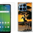 thumbnail image 1 of For Boost Mobile Summit 5G Shockproof Phone Case Cover with Tempered Glass Screen Protector, by OneToughShield - Giraffe Sunset, 1 of 2