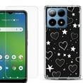 thumbnail image 1 of For Boost Mobile Summit 5G Shockproof Phone Case Cover with Tempered Glass Screen Protector, by OneToughShield - Hearts n Stars, 1 of 2
