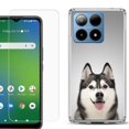 thumbnail image 1 of For Boost Mobile Summit 5G Shockproof Phone Case Cover with Tempered Glass Screen Protector, by OneToughShield - Husky Face, 1 of 2