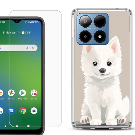 For Boost Mobile Summit 5G Shockproof Phone Case Cover with Tempered Glass Screen Protector, by OneToughShield - Husky Joy