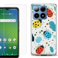 thumbnail image 1 of For Boost Mobile Summit 5G Shockproof Phone Case Cover with Tempered Glass Screen Protector, by OneToughShield - Ladybug Mix, 1 of 2