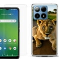 thumbnail image 1 of For Boost Mobile Summit 5G Shockproof Phone Case Cover with Tempered Glass Screen Protector, by OneToughShield - Lion Cub, 1 of 2