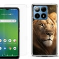 thumbnail image 1 of For Boost Mobile Summit 5G Shockproof Phone Case Cover with Tempered Glass Screen Protector, by OneToughShield - Lion, 1 of 2