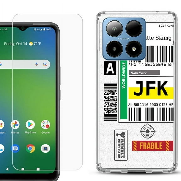 For Boost Mobile Summit 5G Shockproof Phone Case Cover with Tempered Glass Screen Protector, by OneToughShield - Mail / New York