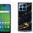 thumbnail image 1 of For Boost Mobile Summit 5G Shockproof Phone Case Cover with Tempered Glass Screen Protector, by OneToughShield - Marble / Lava, 1 of 2