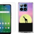 thumbnail image 1 of For Boost Mobile Summit 5G Shockproof Phone Case Cover with Tempered Glass Screen Protector, by OneToughShield - Moonlight Giraffe, 1 of 2