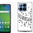 thumbnail image 1 of For Boost Mobile Summit 5G Shockproof Phone Case Cover with Tempered Glass Screen Protector, by OneToughShield - Music Notes / White, 1 of 2
