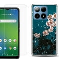 thumbnail image 1 of For Boost Mobile Summit 5G Shockproof Phone Case Cover with Tempered Glass Screen Protector, by OneToughShield - Night Blossom, 1 of 2