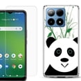 thumbnail image 1 of For Boost Mobile Summit 5G Shockproof Phone Case Cover with Tempered Glass Screen Protector, by OneToughShield - Panda, 1 of 2