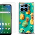 thumbnail image 1 of For Boost Mobile Summit 5G Shockproof Phone Case Cover with Tempered Glass Screen Protector, by OneToughShield - Pineapple, 1 of 2