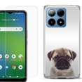 thumbnail image 1 of For Boost Mobile Summit 5G Shockproof Phone Case Cover with Tempered Glass Screen Protector, by OneToughShield - Pug Face, 1 of 2