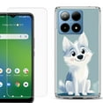 thumbnail image 1 of For Boost Mobile Summit 5G Shockproof Phone Case Cover with Tempered Glass Screen Protector, by OneToughShield - Puppy Charm, 1 of 2