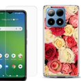 thumbnail image 1 of For Boost Mobile Summit 5G Shockproof Phone Case Cover with Tempered Glass Screen Protector, by OneToughShield - Rose Bouquet, 1 of 2