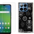 thumbnail image 1 of For Boost Mobile Summit 5G Shockproof Phone Case Cover with Tempered Glass Screen Protector, by OneToughShield - Skull Mix, 1 of 2